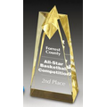 Sculpted Acrylic Star Blue Reflective Column Award - 3 1/2"x8"x 2" thick